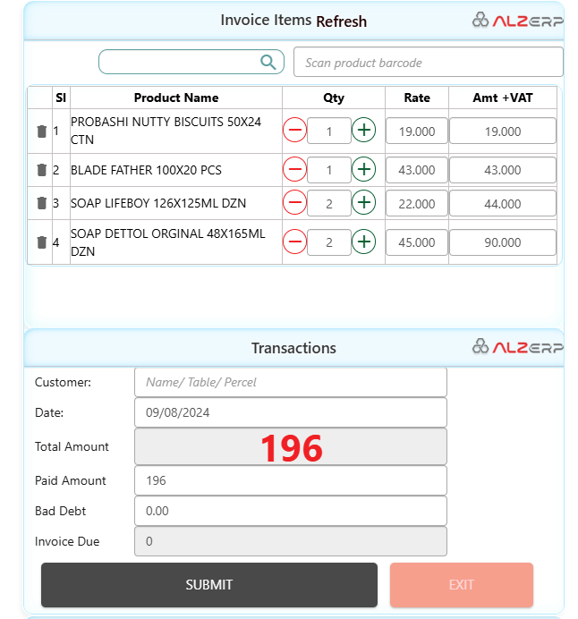 Cloud Point of Sales with Touch Screen and Barcode