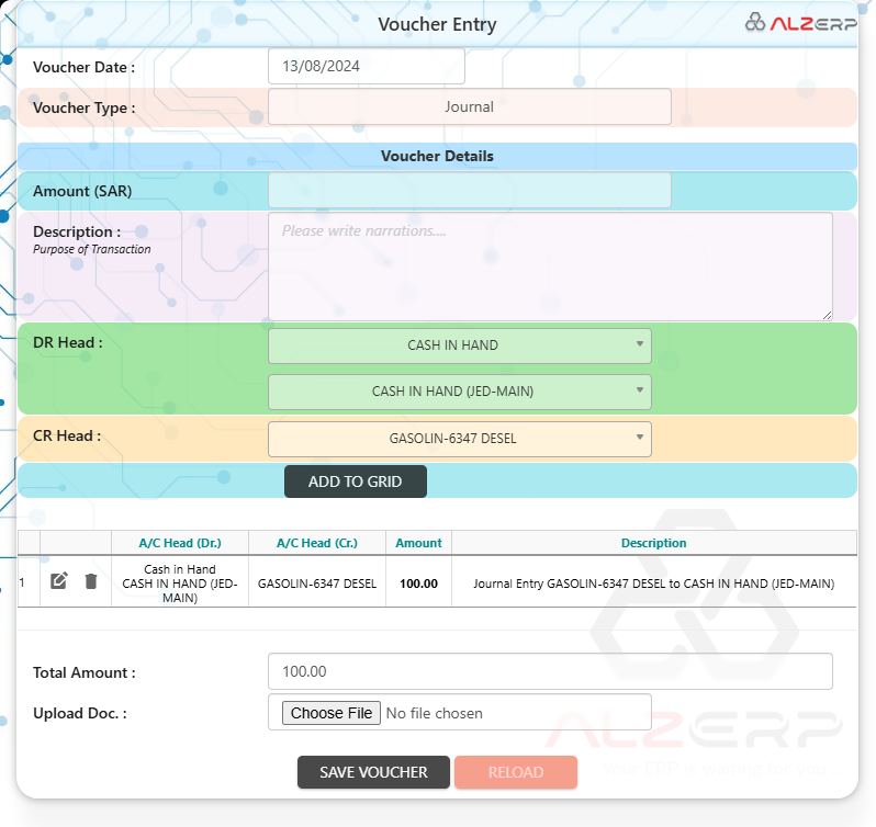 Bookkeeping System in ALZERP Cloud ERP Software