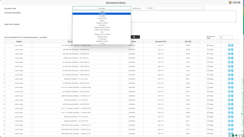 Documents Library in ALZERP Cloud ERP Software