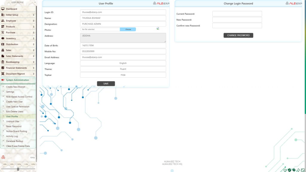 Manage Your User Profile in ALZERP Cloud ERP