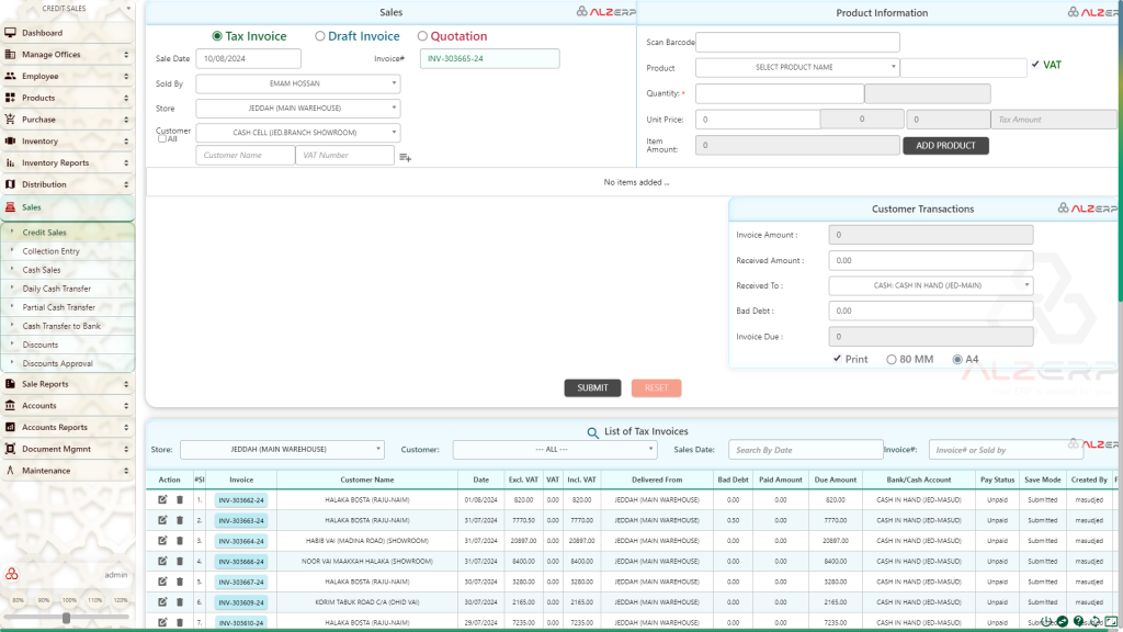 Sales Management in Cloud ERP software for wholesale and retail business