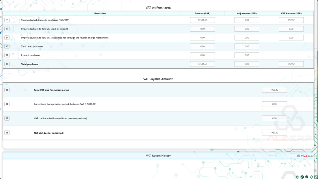 VAT & Tax Return System in ALZERP Cloud ERP Software