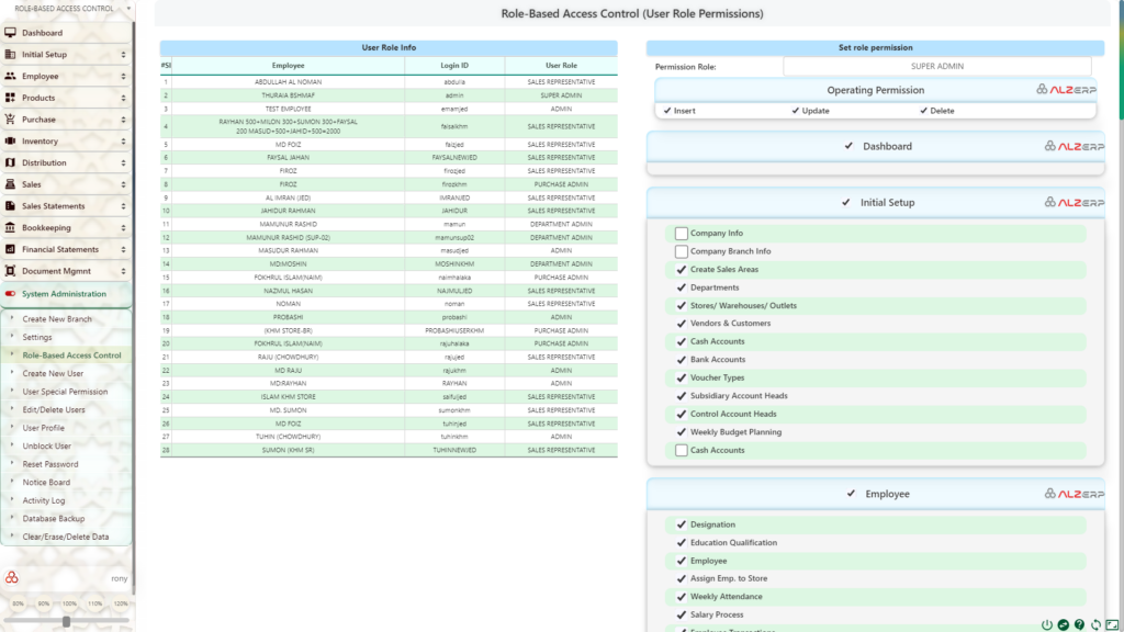 Role-Based Access Control (User Role Permissions)