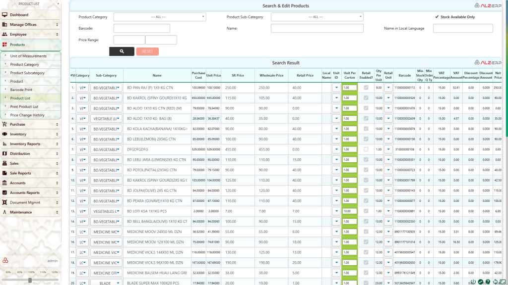 Search and Bulk Edit Product Catalog (Price List) to Modify Products Information