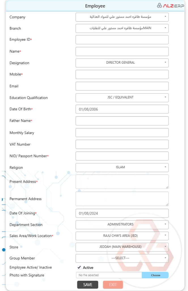 Employee Information Management Features in ALZERP Cloud ERP Software
