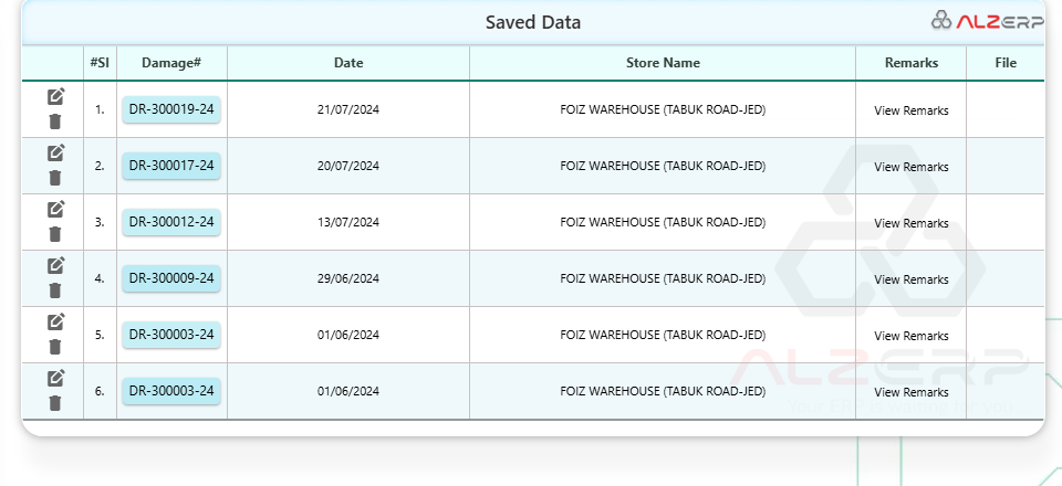 Damage Stock Entry system in ALZERP wholesale management cloud ERP software