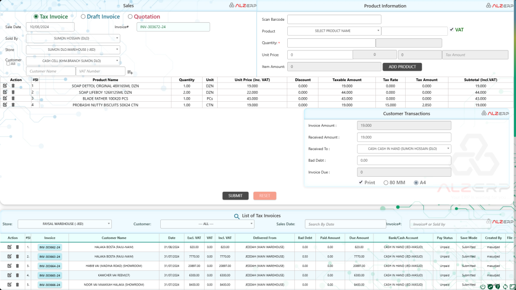 Sales Management in Cloud ERP software for wholesale and retail business