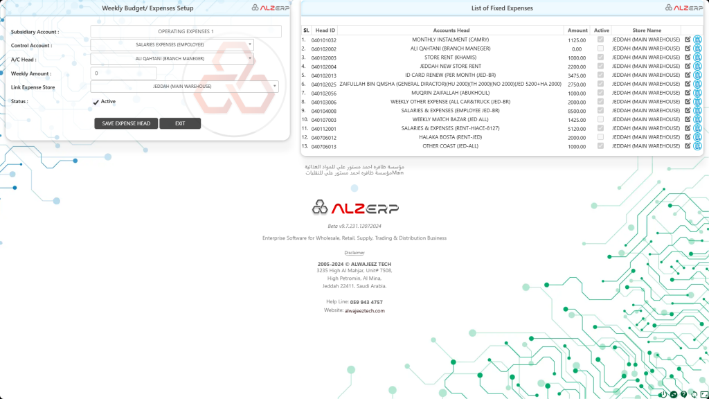 How to manage Company Weekly Budgeting in ALZERP? 